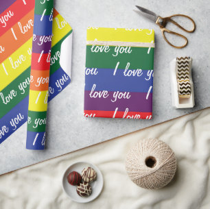 Pride Flag LGBT White I Love You Wrapping Paper
