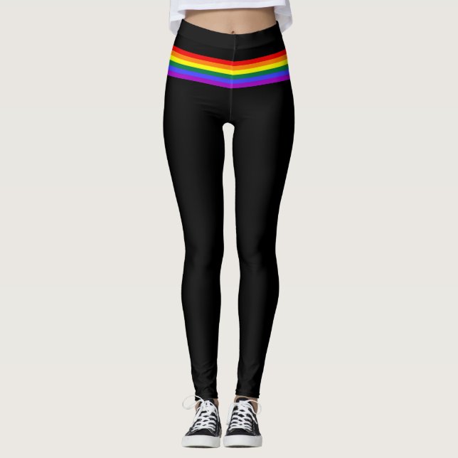 Pride flag rainbow custom Leggings black (Front)