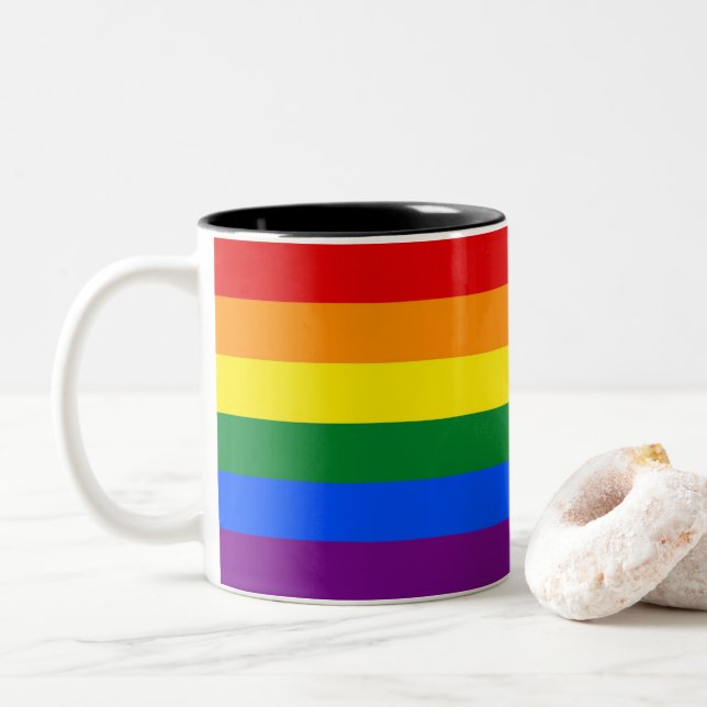 Pride Flag Two-Tone Coffee Mug (With Donut)