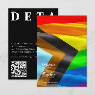 Pride Flag Typography Black Wedding Details Enclosure Card