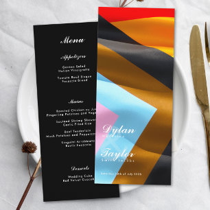Pride Flag Typography Black Wedding Dinner Menu
