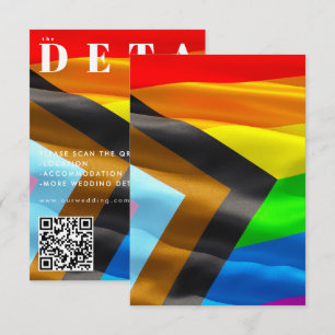 Pride Flag Typography Black Wedding QR Code Enclosure Card