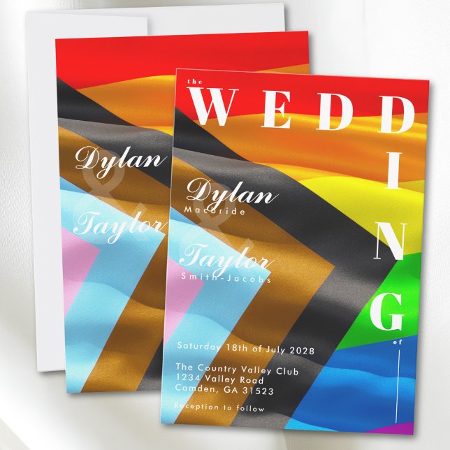 Pride Flag Typography Bold Gay Wedding Invitation (Creator Uploaded)