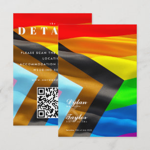 Pride Flag Typography Gay Wedding Details Enclosure Card