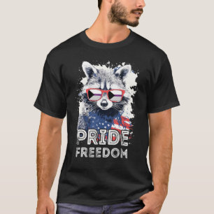 Pride Freedom  Raccoon Demisexual Sunglasses Flag T-Shirt