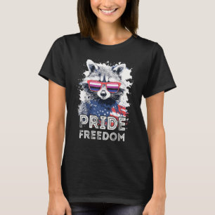 Pride Freedom  Raccoon Gender Fluid Sunglasses Fla T-Shirt