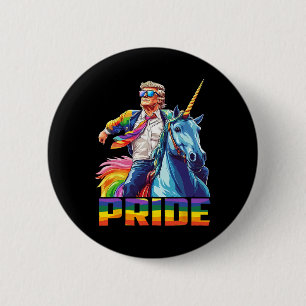 Pride Funny Trump Riding Unicorn Lgbt Gay Lesbian 2 Inch Round Button
