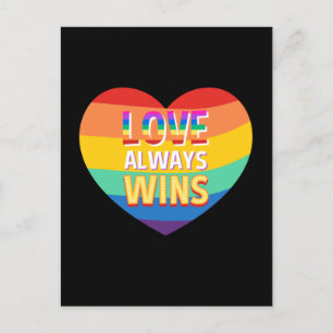 Pride gay- love always wins. Rainbow colour. Postcard