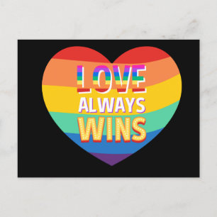 Pride gay-  love always wins. Rainbow colour. Postcard