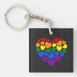 Pride- gay rainbow colour heart for love keychain