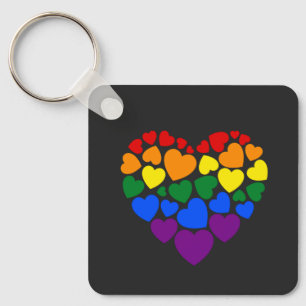 Pride- gay rainbow colour heart for love keychain
