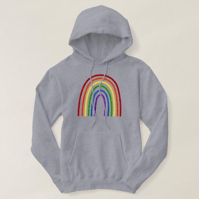 Pride Glitter Handdrawn Rainbow Hoodie (Design Front)