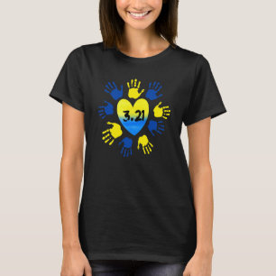 Pride Hand Print Flower 3 21 Down Syndrome Awarene T-Shirt