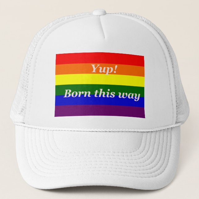 Pride Hat - Rainbow flag print with a statment. (Front)