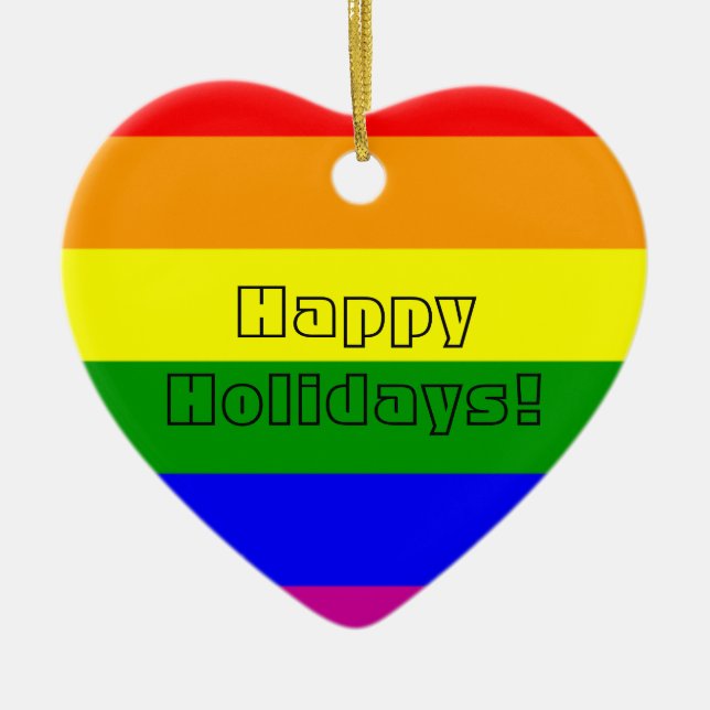 Pride Heart Ceramic Ornament (Front)