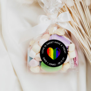 Pride Heart Love Is Sweet LGBT Wedding Favour Classic Round Sticker