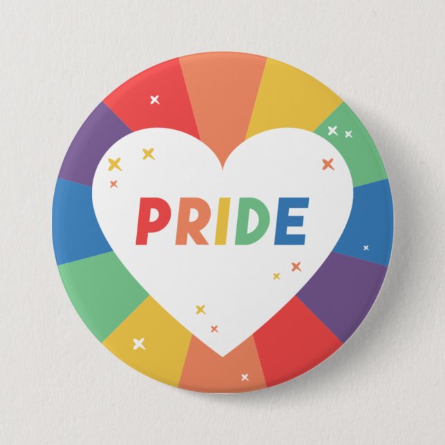 Pride Heart Sparkle 3 Inch Round Button (Front)