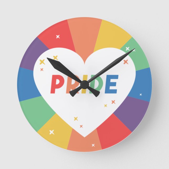 Pride Heart Sparkle Round Clock (Front)