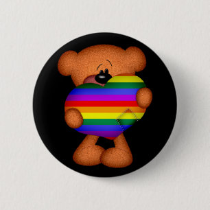 Pride Heart Teddy Bear 2 Inch Round Button