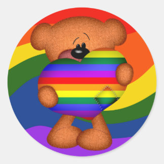 Pride Heart Teddy Bear Classic Round Sticker