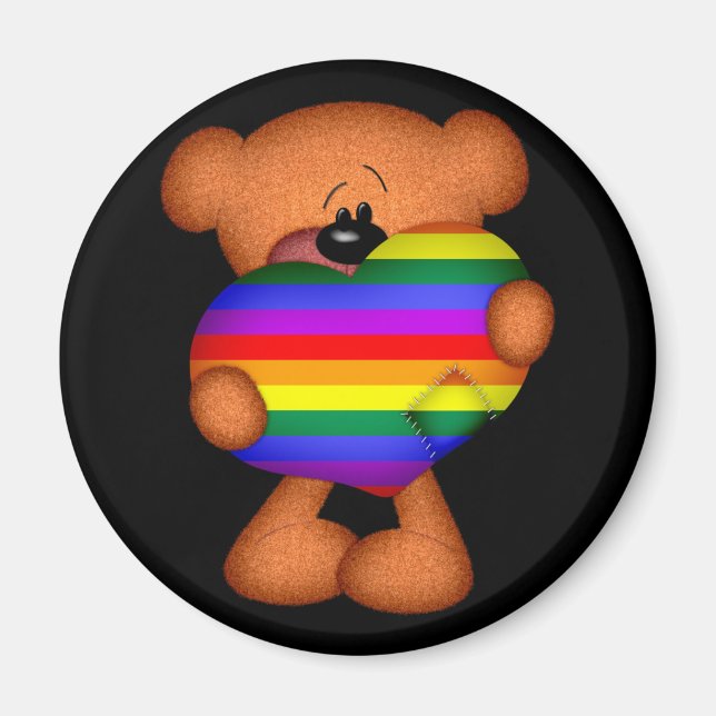 Pride Heart Teddy Bear Magnet (Front)