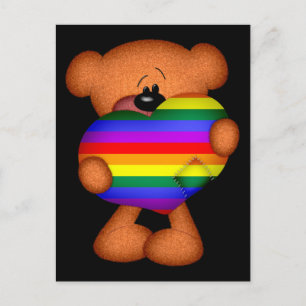 Pride Heart Teddy Bear Postcard
