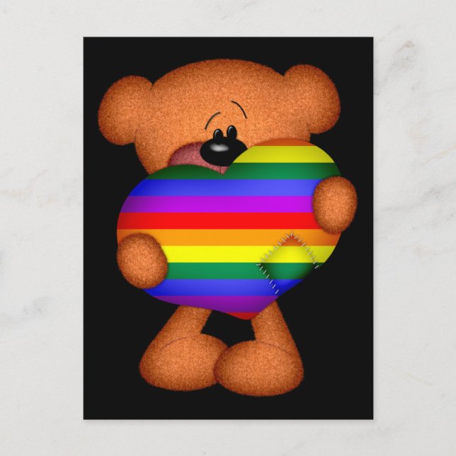 Pride Heart Teddy Bear Postcard (Front)