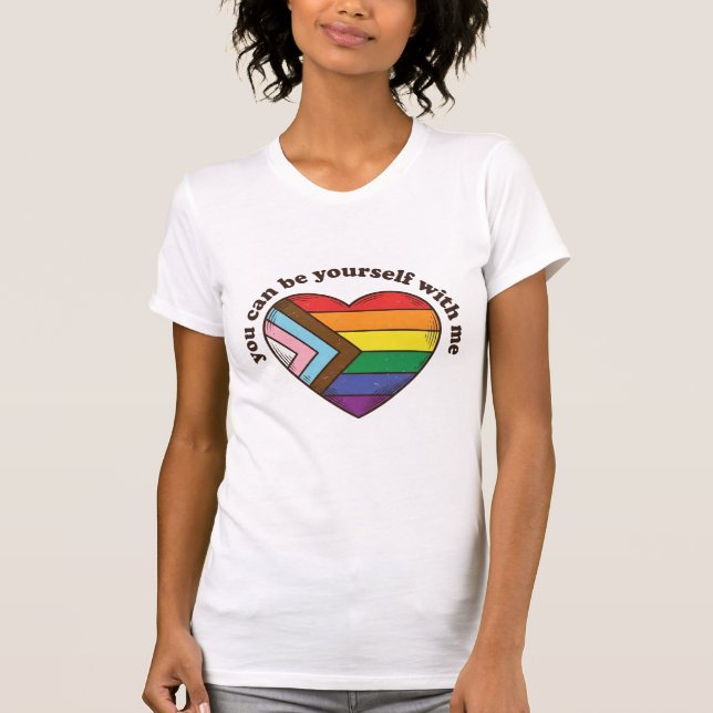 Pride Heart You Can Be Yourself With Me Shirt Desi (Front)
