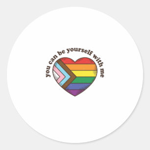 Pride Heart You Can Be Yourself With Me Shirt Desi Classic Round Sticker