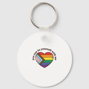 Pride Heart You Can Be Yourself With Me Shirt Desi Keychain