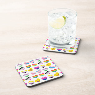 Pride Hearts Cork-Backed Coasters