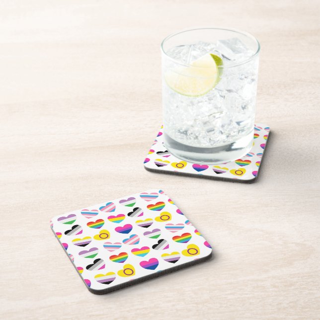 Pride Hearts Cork-Backed Dessous de verre (Côté Droit)