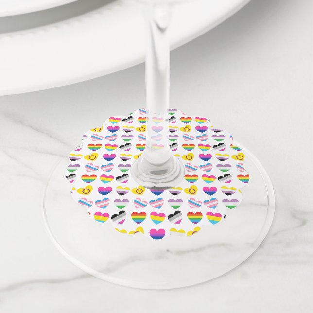 Pride Hearts Wine Tags (Close Up)