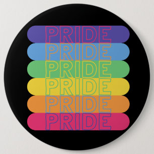 Pride in rainbow colours 6 inch round button