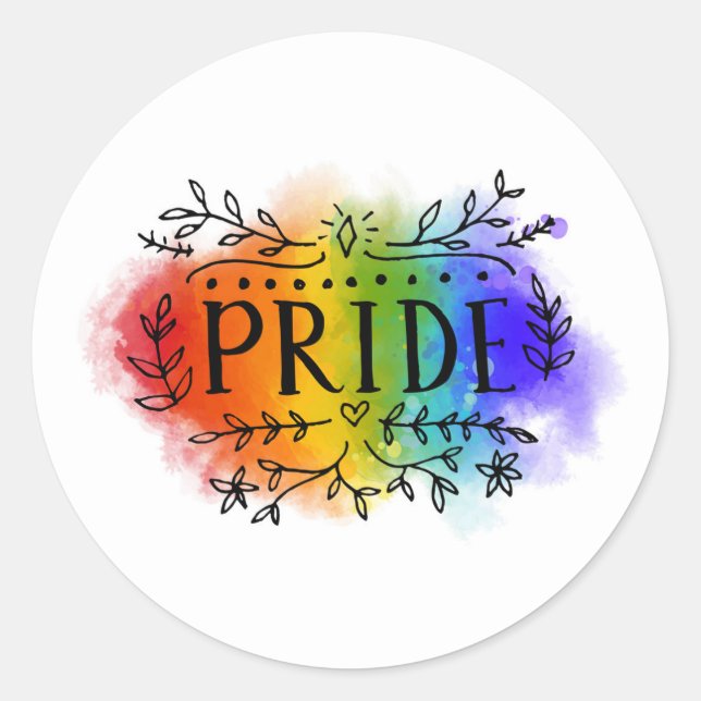 Pride in Watercolor Classic Round Sticker (Front)