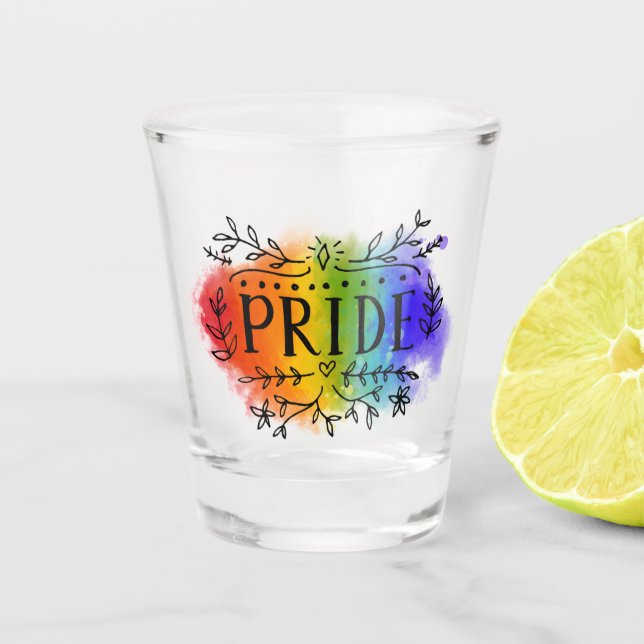 Pride in Watercolor Shot Glass (Front)