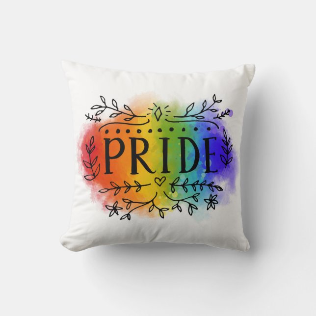 Pride in Watercolor Throw Pillow (Front)