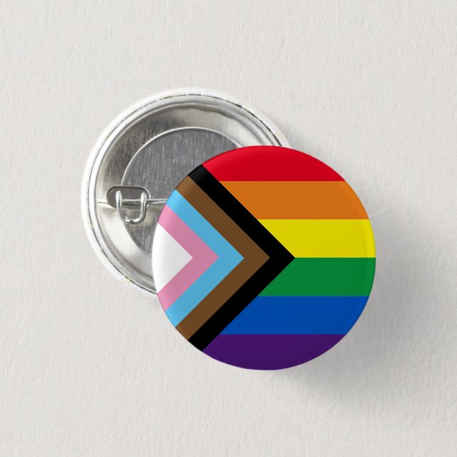 Pride Inclusive rainbow Lgbtq gay flag pin button (Front & Back)