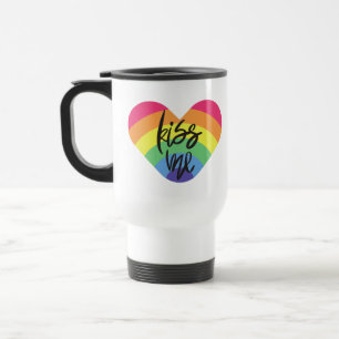 Pride- kiss me. love is fair. travel mug