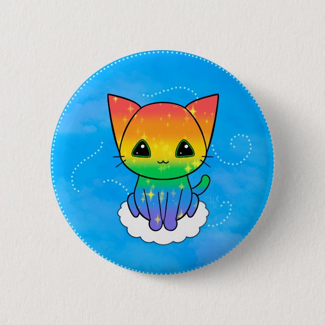 Pride Kitty T-shirt 2 Inch Round Button (Front)