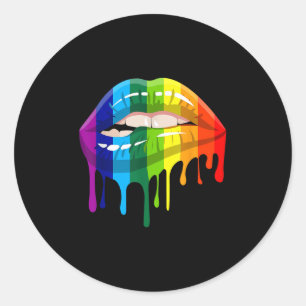 Pride Lesbian Gay Lip - Lgbtq _1  Classic Round Sticker