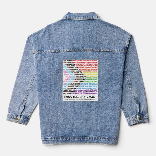Pride LGBT Diversity Rainbow Custom Word Cloud Denim Jacket (Back)