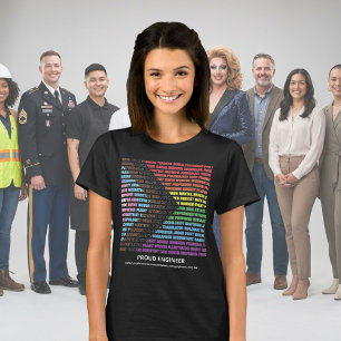 Pride LGBT Diversity Rainbow Word Cloud Female T-Shirt
