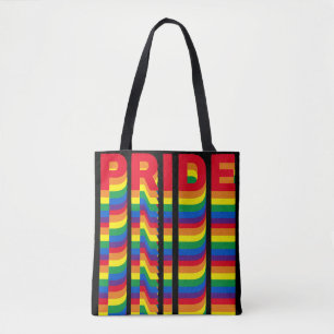 Pride lgbt lgbtq gay rainbow retro pattern black tote bag