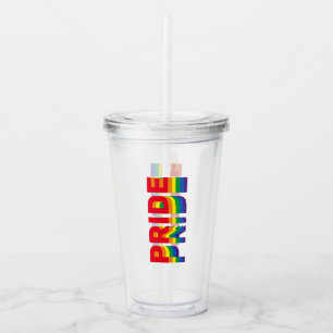 Pride lgbt lgbtq queer gay rainbow colours clear acrylic tumbler