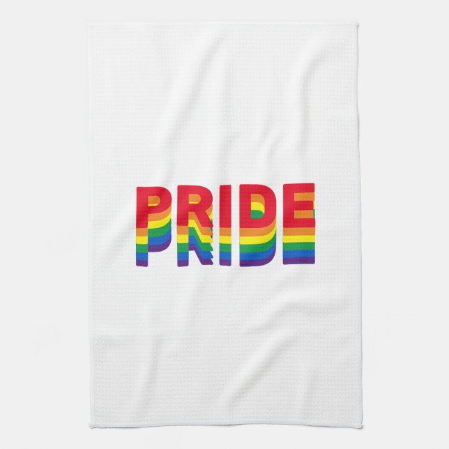 Pride lgbt lgbtq queer gay rainbow colours white kitchen towel (Vertical)