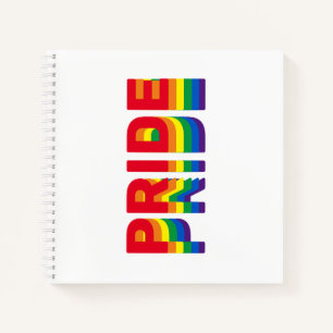 Pride lgbt lgbtq queer gay rainbow colours white notebook