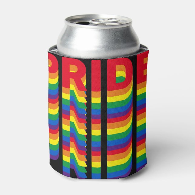Pride lgbt lgbtq queer gay rainbow pattern black can cooler (Can Front)
