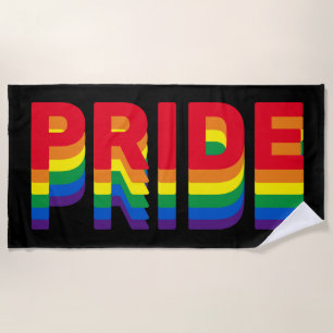 Pride lgbt lgbtq queer gay rainbow retro black beach towel