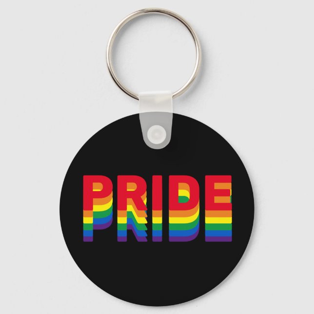 Pride lgbt lgbtq queer gay rainbow retro black keychain (Front)
